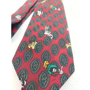 Vintage Looney Tunes Mania Men’s Necktie Paisley Print 1994 ￼Taz Bugs Bunny Ect